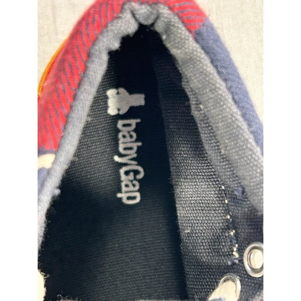Baby‎ Gap Red And Blue Plaid Hi Top Sneaker Shoes 3-6 Months